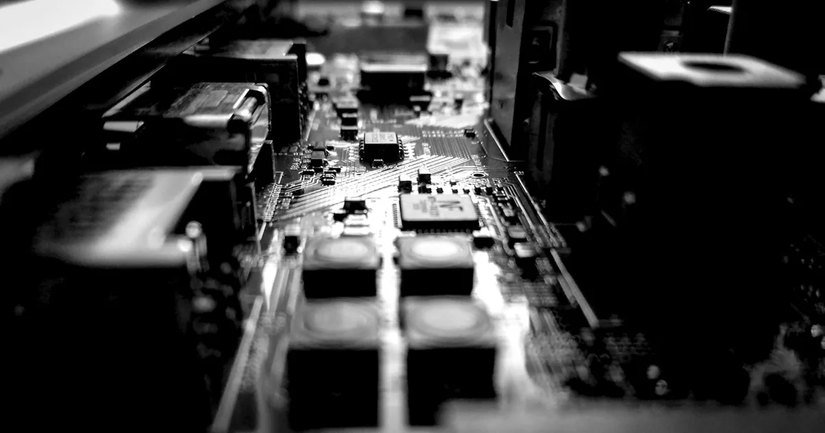 A close view of electronic components on a circuit board