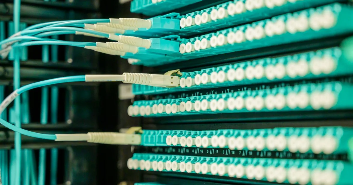 Network cables connected to a patch panel